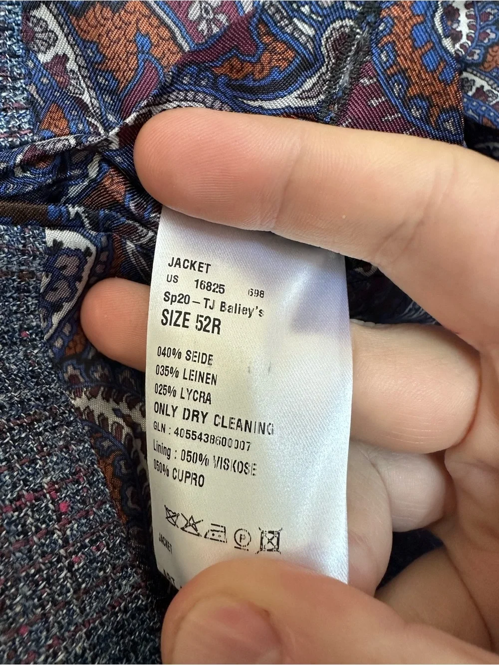 Bespoke Scabal Saville Row Silk Blue Linen Blend Blazer Made in Germany EU52